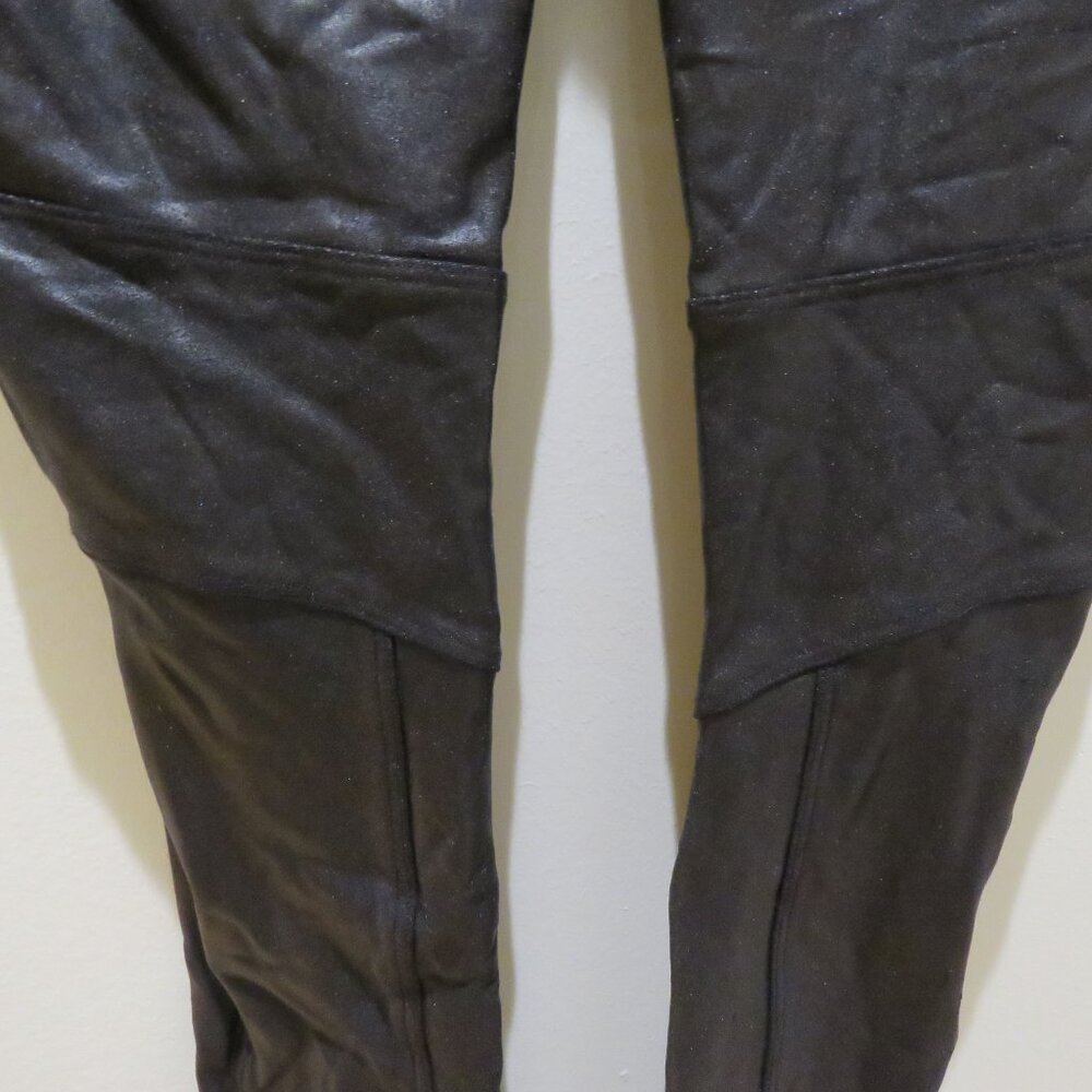 SPANX Faux Leather Moto Leggings in Black - Size Medium Mob Wives Glam Vamp - Picture 13 of 14